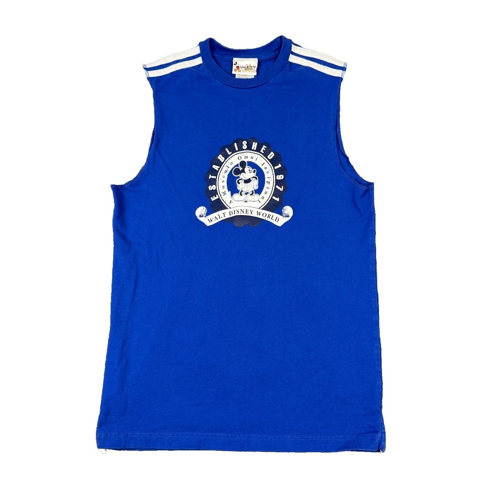 Vintage Walt Disney World Mickey Mouse Tank Top Mens M Blue‎ Sleeveless #71